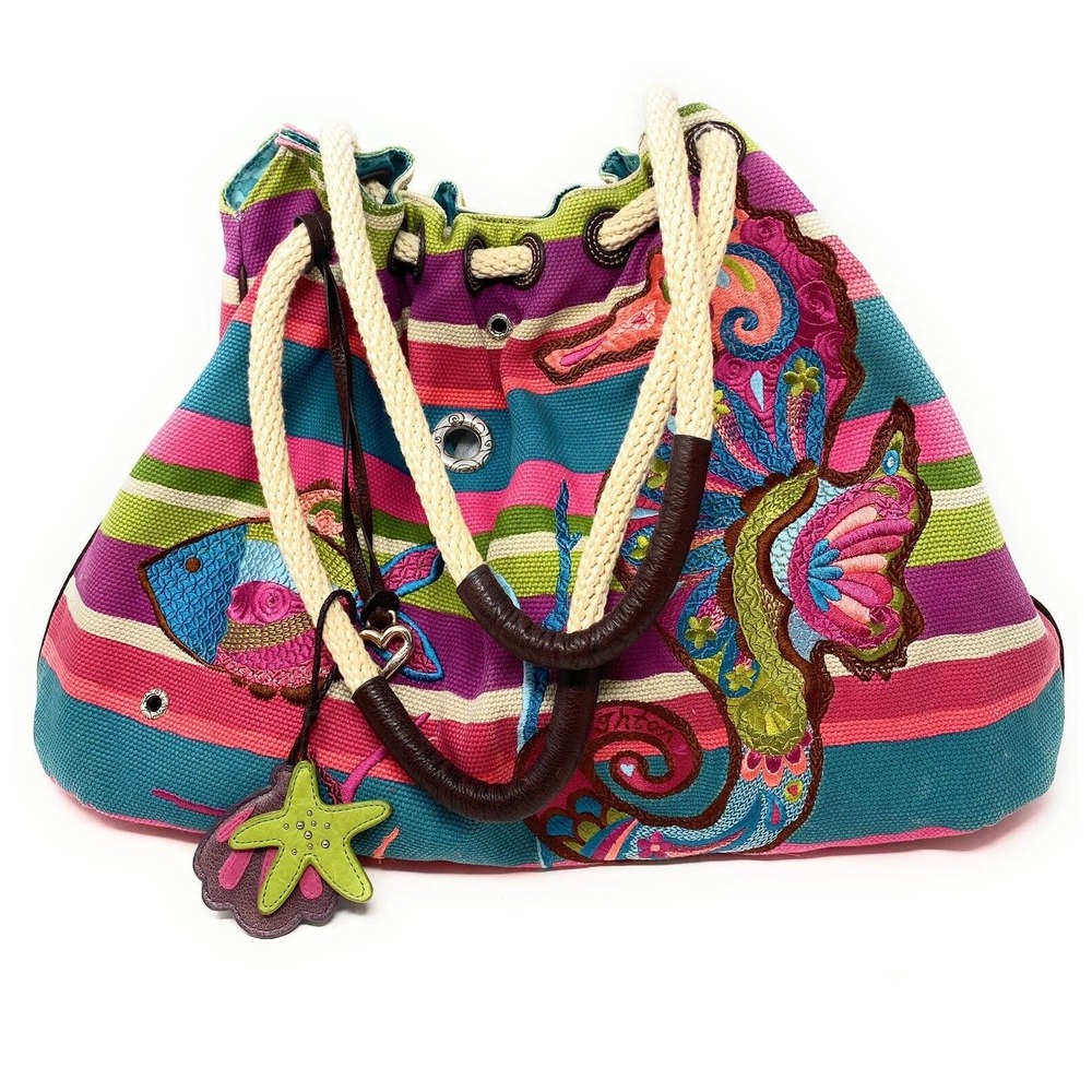 Brighton Paradise Cove Canvas Shoulder bag Tote LTD ED Sea Life Hawaiian